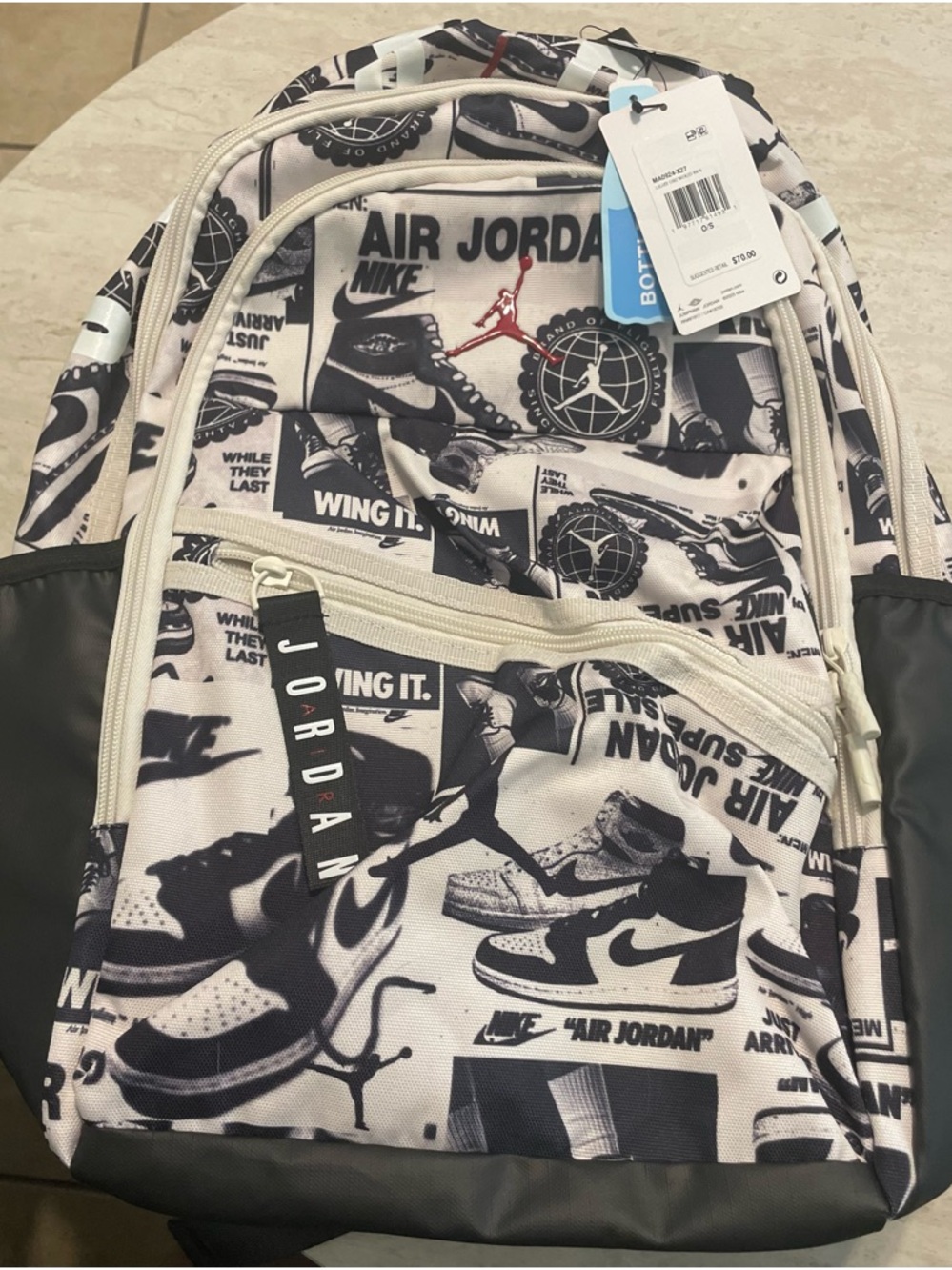 Jordan Black & White Graphic Logo Backpack